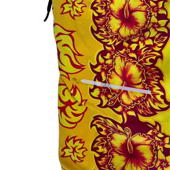 Quiksilver Sz 38 Hawaiian Swim Board Shorts Hibiscus Floral Yellow Orange - Picture 13 of 16